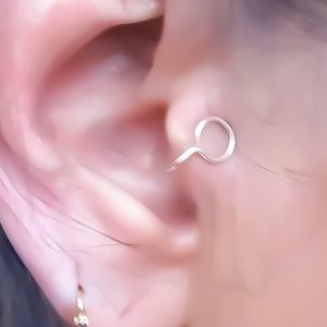 open circle tragus earcuff clip on fake cartilage helix earring gold silver rose